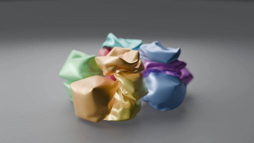 Inflated cloth cubes squashing