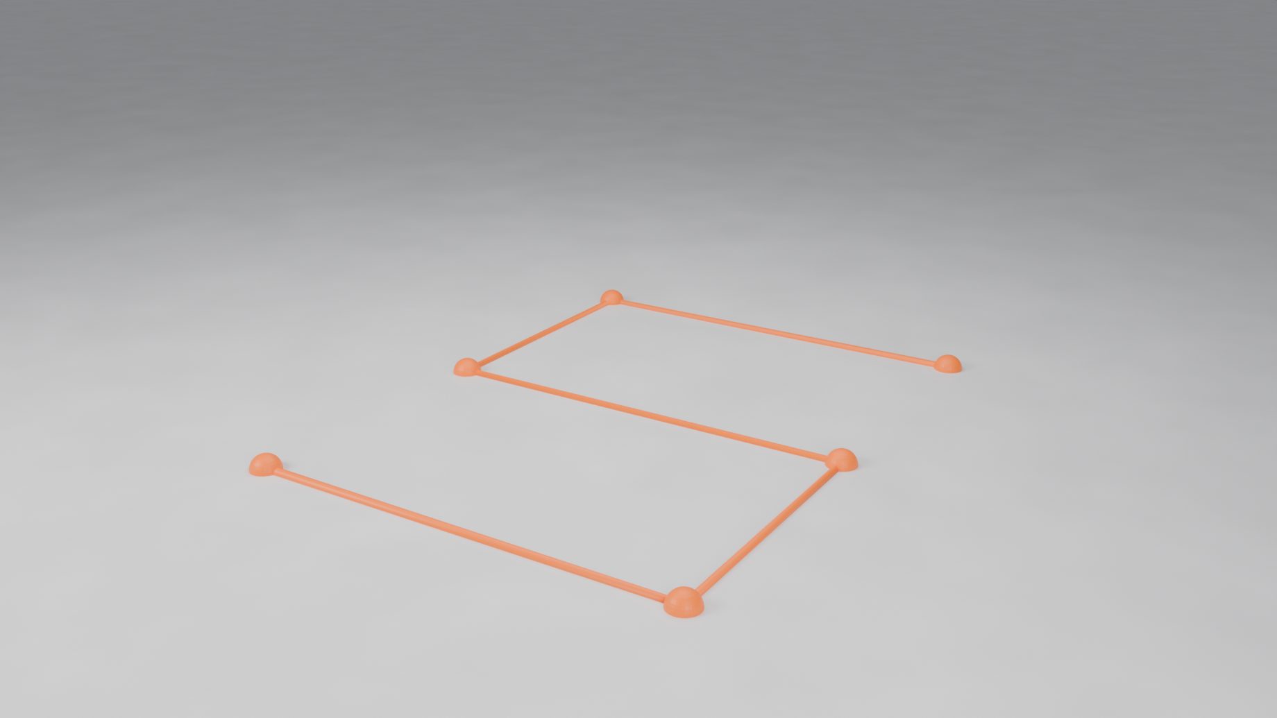 A six-point zig-zag curve drawn on a floor, its points marked in orange