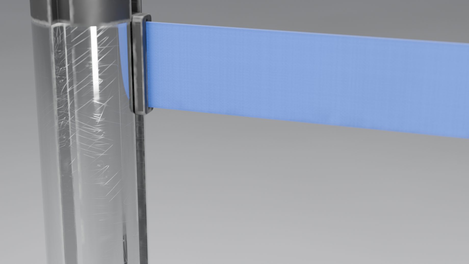A chrome post head at Wear 0.7: scratches and scuffs on the tube, the head and the cap sticker